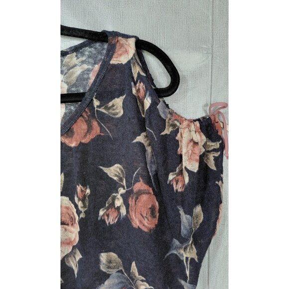 Naif Cold Shoulder Blouse Cinch Tie Large Romantic Whimsigoth Dark Floral - Picture 4 of 8